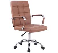 CLP Silla De Escritorio Deli Pro En Símil Cuero | Silla Ejecutiva Giratoria, Regulable En Altura con Base Metálica, Color:marrón Claro