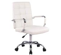 CLP Silla De Escritorio Deli Pro En Símil Cuero | Silla Ejecutiva Giratoria, Regulable En Altura con Base Metálica, Color:Blanco