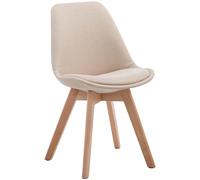 CLP Silla De Espera Borneo V2 Tapizada En Tela I Silla De Comedor En Estilo Nórdico I Butaca De Salón con Base De Madera I Color:, Color:Crema, Color del Marco:Natura