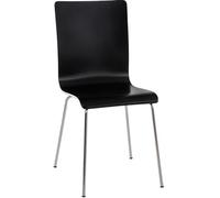 CLP Silla de Espera Pepe I Silla para Visitas con Asiento de Madera I Silla de Conferencia con Soporte Metálico Estable, Color:Negro