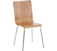 CLP Silla de Espera Pepe I Silla para Visitas con Asiento de Madera I Silla de Conferencia con Soporte Metálico Estable, Color:Roble