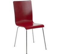 CLP Silla de Espera Pepe I Silla para Visitas con Asiento de Madera I Silla de Conferencia con Soporte Metálico Estable, Color:Rojo
