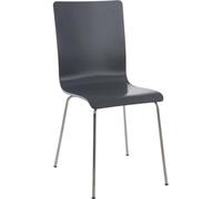 CLP Silla de Espera Pepe I Silla para Visitas con Asiento de Madera I Silla de Conferencia con Soporte Metálico Estable, Color:Gris