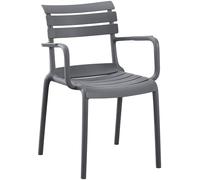 CLP Silla de Jardin apilable con reposabrazos Joliya, Silla de Exterior de Polipropileno Resistente a la Intemperie y a los Rayos UV, Color: Gris Oscuro