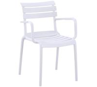 CLP Silla de Jardin apilable con reposabrazos Joliya, Silla de Exterior de Polipropileno Resistente a la Intemperie y a los Rayos UV, Color:Blanco