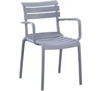 CLP Silla de Jardin apilable con reposabrazos Joliya, Silla de Exterior de Polipropileno Resistente a la Intemperie y a los Rayos UV, Color:Gris