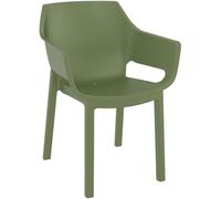 CLP Silla de jardín apilable Dora, Resistente a la Intemperie y compacta, Asiento de plástico, Carga máx. 120 kg, para terraza y jardín, Color:Oliva