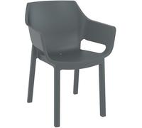 CLP Silla de jardín apilable Dora, Resistente a la Intemperie y compacta, Asiento de plástico, Carga máx. 120 kg, para terraza y jardín, Color:Gris Oscuro