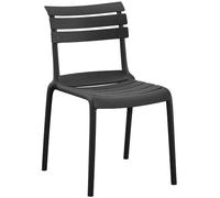 CLP Silla de Jardin apilable Kebren, de plastico Resistente a la Intemperie y a los Rayos UV, Silla Exterior sin reposabrazos, hasta 150 kg, Color:Negro