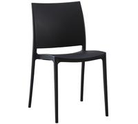 CLP Silla de jardín Meton, Silla apilable de plástico fácil de Mantener, Resistente a la Intemperie y a los Rayos UV, soporta hasta 150 kg, Color:Negro