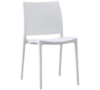 CLP Silla de Jardin apilable y Resistente a la Intemperie Meton, Silla de Exterior con Respaldo, Resistente a UV, plastico, hasta 150 kg, Color:Blanco