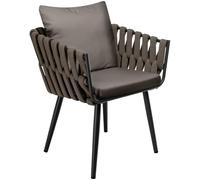 CLP Silla de jardín Efecto Mimbre con cojín Lombardia Taupe, apoyabrazos y Protectores, para terraza o balcón, soporta hasta 150 kg Color:Gris