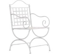 CLP Silla de Jardín Lotta de Metal, Hecha a Mano Estilo Art Nouveau, con Reposabrazos y Refuerzos, Hierro Antiguo, Robusta para Terraza y Jardín, Color:Blanco Envejecido