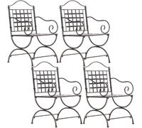 CLP Silla de Jardín Metálica Lotta, Juego de 4, Hecha a Mano Estilo Art Nouveau, con Reposabrazos y Travesaños, Color:Bronce