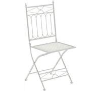 CLP Silla de Jardin Plegable Asina con Respaldo de Hierro galvanizado, Estilo modernista, para Balcon y terraza, Altura del Asiento 48 cm, Color:Blanco Envejecido