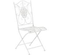 CLP Silla De Jardín Plegable Sibell, Silla Plegable En Hierro, Silla de Exterior En Estilo Rústico, Silla De Terraza Ligera, Color:Blanco