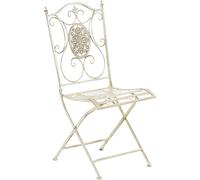 CLP Silla De Jardín Plegable Sibell, Silla Plegable En Hierro, Silla de Exterior En Estilo Rústico, Silla De Terraza Ligera, Color:Crema Envejecido