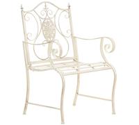 CLP Silla de jardín Punjab de Estilo casa de Campo, de Hierro Lacado, Extra Robusta, Color:Crema Envejecido