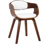 CLP Silla De Visita Kingston En Símil Cuero I Silla De Madera con Respaldo Semi-Curvado I Butaca De Salón En Estilo Escandinavo, Color:Nuez/Blanco