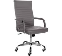 CLP Silla De Oficina Amadora En Polipiel o Tela I Silla Ejecutiva con Ruedas & Reposabrazos I Silla De Escritorio, Color:Gris, Material:Cuero Sintetico