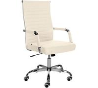 CLP Silla De Oficina Amadora En Polipiel o Tela I Silla Ejecutiva con Ruedas & Reposabrazos I Silla De Escritorio, Color:Crema, Material:Tela