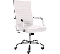 CLP Silla De Oficina Amadora En Polipiel o Tela I Silla Ejecutiva con Ruedas & Reposabrazos I Silla De Escritorio, Color:Blanco, Material:Cuero Sintetico