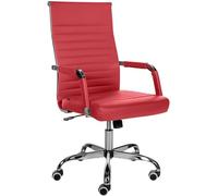 CLP Silla de oficina Amadora - giratoria regulable, ruedas y reposabrazos - Rojo, Cuero sintético