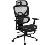 CLP Silla de Oficina Beresford I Silla de Escritorio ergonómica con Apoyo Lumbar y reposapiés, Color:Negro