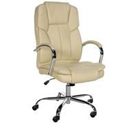 CLP Silla de Oficina Big Xanthos en Polipiel I Silla Ergonómica XXL Regulable en Altura, con Ruedas & Reposabrazos, Color:Crema