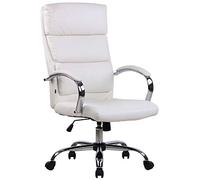 CLP Silla De Oficina Bradford En Simil Cuero o Tela I Silla De Escritorio con Ruedas Regulable En Altura & Giratorio I, Color:Blanco, Material:Cuero Sintetico