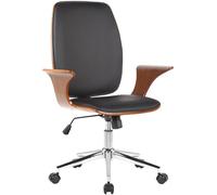 CLP Silla De Oficina Burbank Giratoria En Tela o Polipiel I Silla Ejecutiva con Ruedas, Estructura De Madera & Base De Metal, Color:Nuez/Negro, Material:Cuero Sintetico