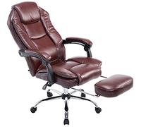 CLP Silla De Oficina Castle En Cuero PU I Silla Ejecutiva Reposapiés Extraíble & Respaldo Reclinable I Silla De Escritorio Ergonómica, Color:Burdeos