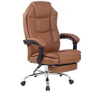 CLP Silla De Oficina Castle En Cuero PU I Silla Ejecutiva Reposapiés Extraíble & Respaldo Reclinable I Silla De Escritorio Ergonómica, Color:marrón Claro