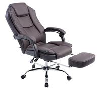 CLP Silla De Oficina Castle En Cuero PU I Silla Ejecutiva Reposapiés Extraíble & Respaldo Reclinable I Silla De Escritorio Ergonómica, Color:marrón