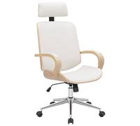 CLP Silla de Oficina Dayton con reposacabezas, giratoria Regulable en Altura, Polipiel, Funcion basculante, hasta 150 kg, Color:Natural/Blanco