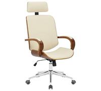 CLP Silla de oficina Dayton – Polipiel, giratoria, reposacabezas, ajuste de altura – Nuez/Crema