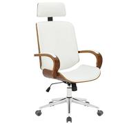 CLP Silla de Oficina Dayton con reposacabezas, giratoria Regulable en Altura, Polipiel, Funcion basculante, hasta 150 kg, Color:Nuez/Blanco