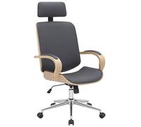 CLP Silla de Oficina Dayton con reposacabezas, giratoria Regulable en Altura, Polipiel, Funcion basculante, hasta 150 kg, Color:Natural/Gris