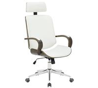 CLP Silla de Oficina Dayton con reposacabezas, giratoria Regulable en Altura, Polipiel, Funcion basculante, hasta 150 kg, Color:Blanco/Gris