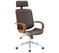 CLP Silla de Oficina Dayton con reposacabezas, giratoria Regulable en Altura, Polipiel, Funcion basculante, hasta 150 kg, Color:Nuez/marrón