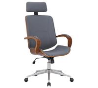 CLP Silla de Oficina Dayton con reposacabezas, giratoria Regulable en Altura, Polipiel, Funcion basculante, hasta 150 kg, Color:Nuez/Gris