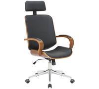 CLP Silla de Oficina Dayton con reposacabezas, giratoria Regulable en Altura, Polipiel, Funcion basculante, hasta 150 kg, Color:Nuez/Negro