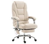CLP Silla De Oficina De Masaje Pacific Tapizada En Tela I Silla De Escritorio Relax Regulable En Altura & Giratorio, Color:Crema