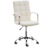 CLP Silla De Oficina Deli V2 En Cuero Sintético | Silla Ejecutiva Giratoria & Regulable En Altura I Silla De Escritorio con Ruedas, Color:Blanco