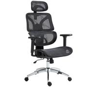 CLP Silla de Oficina Deshlar ergonómica I Silla de Escritorio Moderna & giratoria con reposabrazos y reposacabezas, Color:Negro