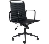 CLP Silla de Oficina ergonómica Bakers con tapizado de Cuero sintético, con Mecanismo de inclinación y Ruedas, soporta hasta 150 kg, Color:Negro