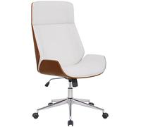 CLP Silla de Oficina ergonómica con reposabrazos Varel, Silla de Escritorio con Moderna Estructura giratoria y Regulable en Altura | Color Nuez/Blanco