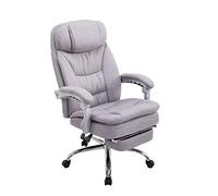 CLP Silla de Oficina ergonómica con reposapiés XL Troy, Silla de Escritorio tapizada en Tela, Silla Ajustable en Altura hasta soportar 160 kg, Color:Gris