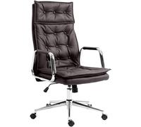 CLP Silla de Oficina ergonómica de Cuero Sotira, Ajustable en Altura sin escalonamientos y giratoria 360°, Silla giratoria con Ruedas Suaves, Color:marrón