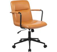 CLP Silla de Oficina ergonómica Hilda, Regulable en Altura giratoria, con Mecanismo de inclinación y reposabrazos, tapizado de Cuero, Color:marrón